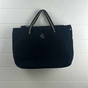 Lauren Ralph Lauren wool top handle tote bag black everyday bag zip top